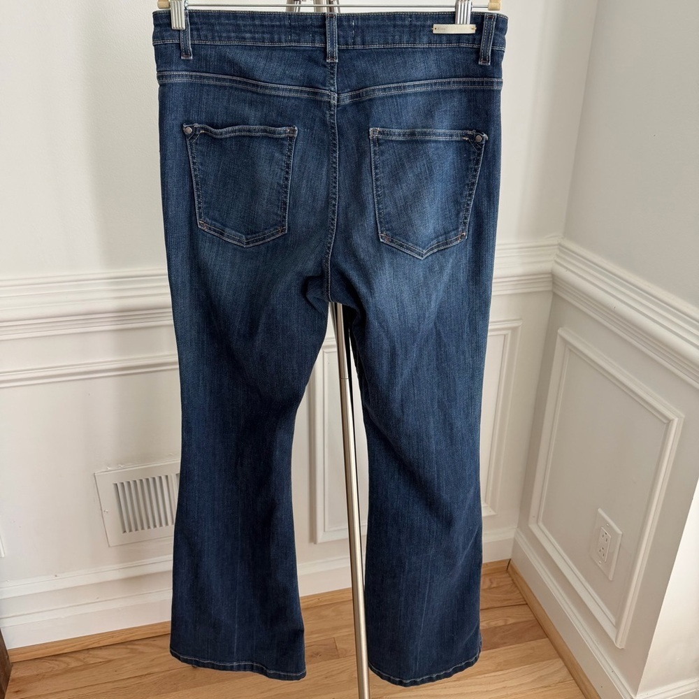 Pilcro Anthropologie High-Rise Flare Wide Leg Jeans - Dark Blue Size 32 - Picture 2 of 8